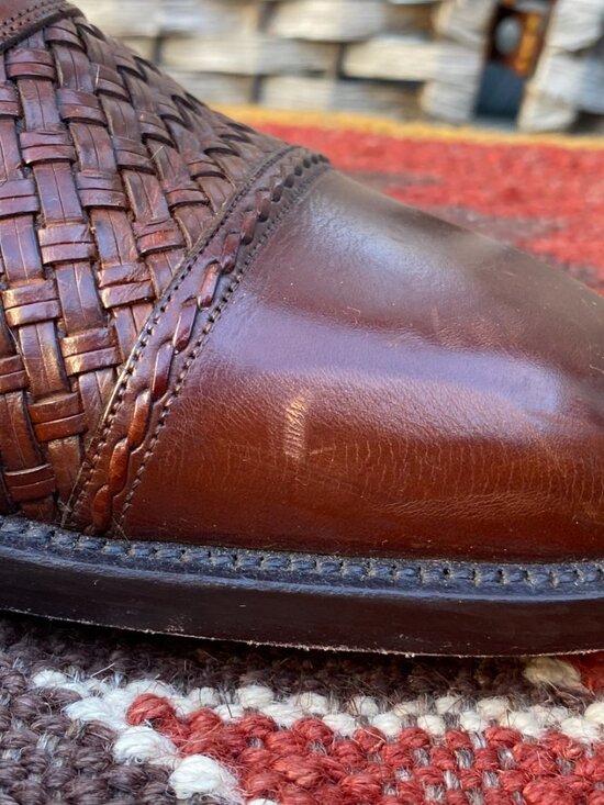 Vintage Mezlan San Juan Woven Leather Mens Shoes Made in Spain Brown Loafers 8.5 main image 12